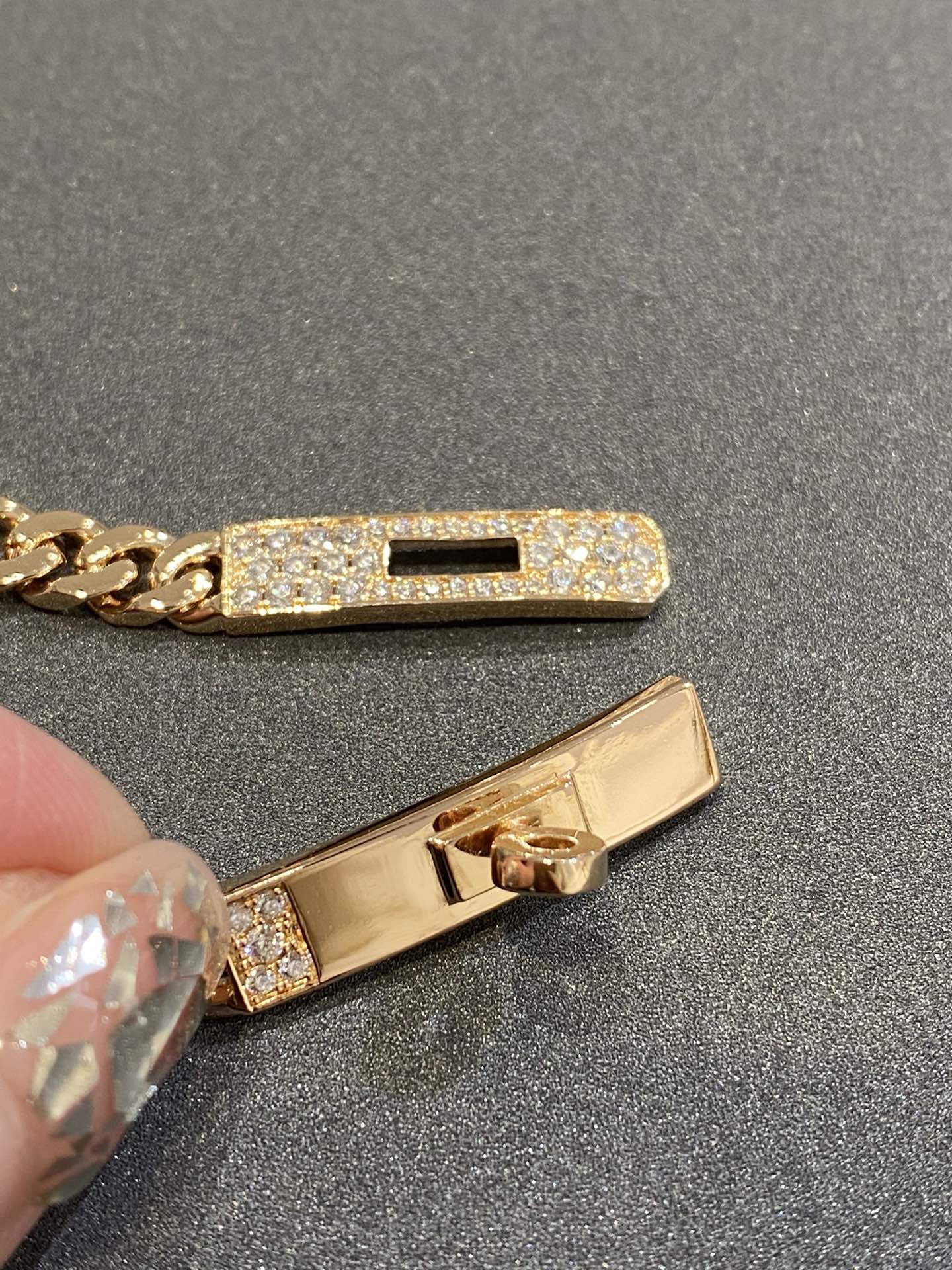 H Kelly Gourmette Gold Diamond Bracelet