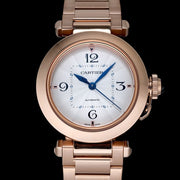 pasha 35mm automatic pink gold white dial