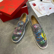 CL Loafers Multicolor Fabric and Spikes 242382