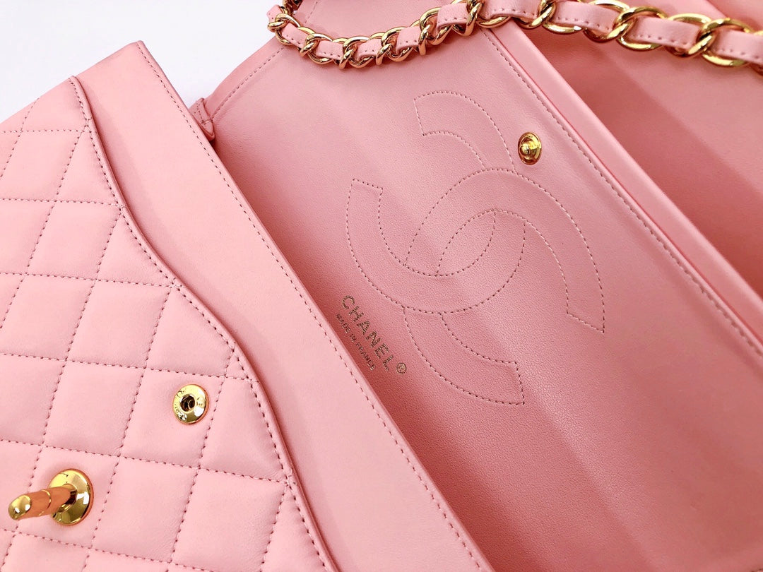 flap bag jumbo 30 pastel pink lambskin gold hardware