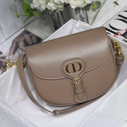 MEDIUM CD BOBBY 22CM DARK BROWN CALFSKIN GOLD HARDWARE