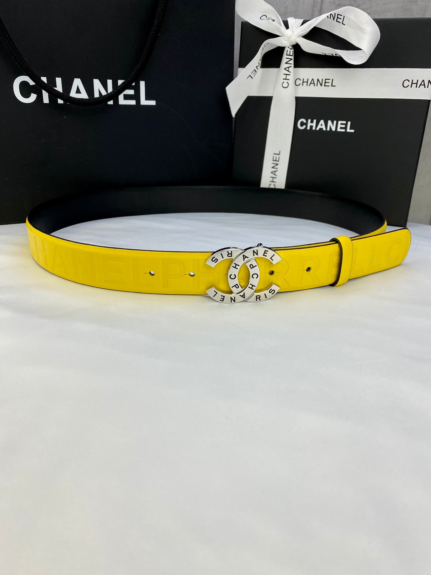 CC Women's Belt 3.0CM Yellow Cowhide 586498