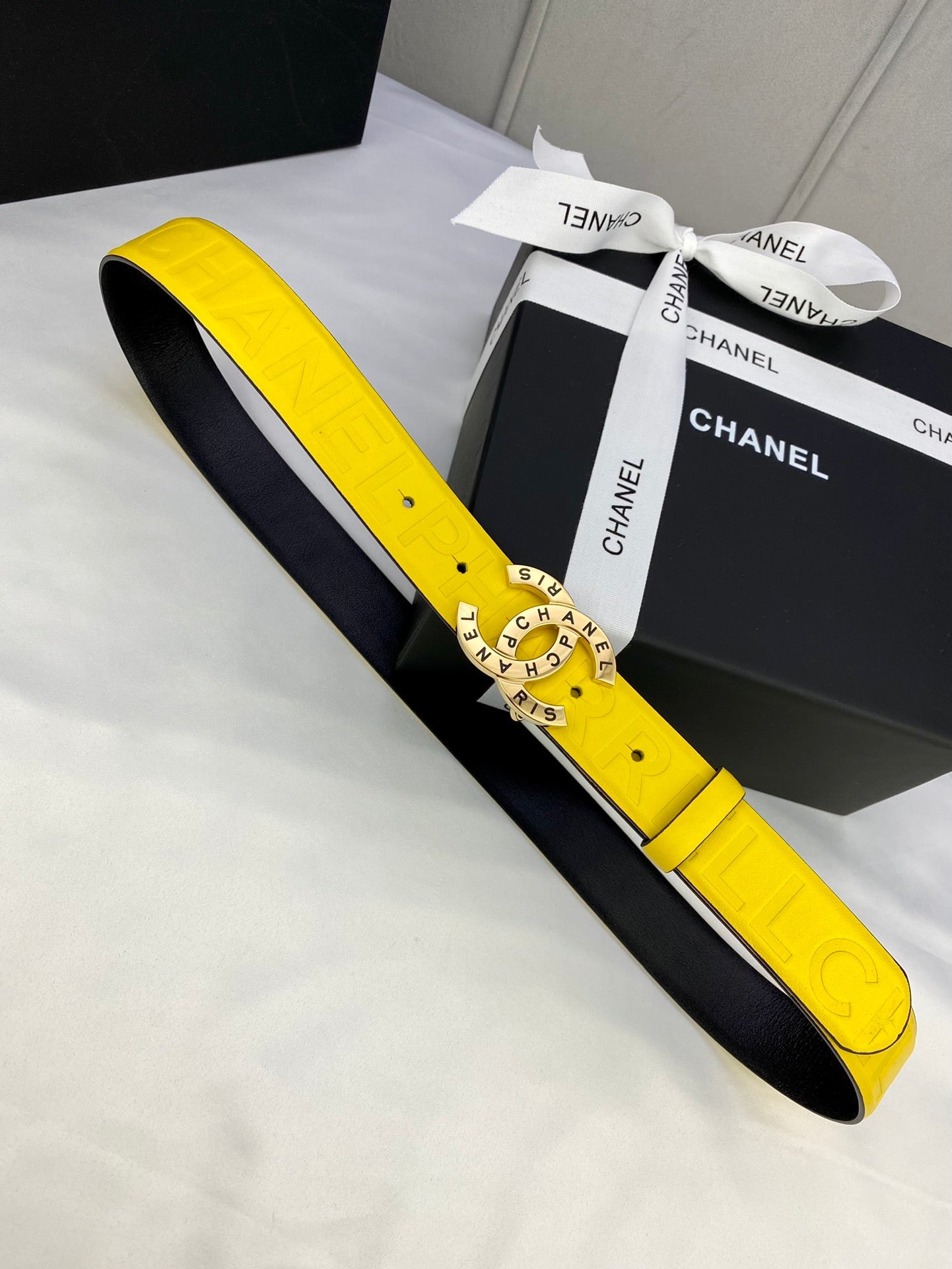 CC Women's Belt 3.0CM Yellow Cowhide 586498