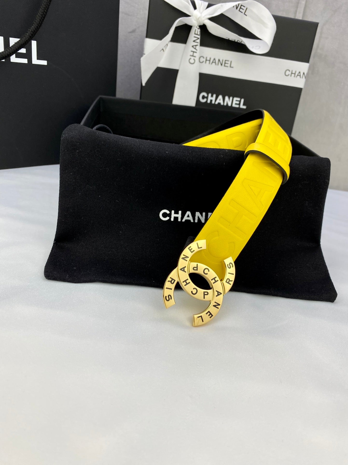 CC Women's Belt 3.0CM Yellow Cowhide 586498