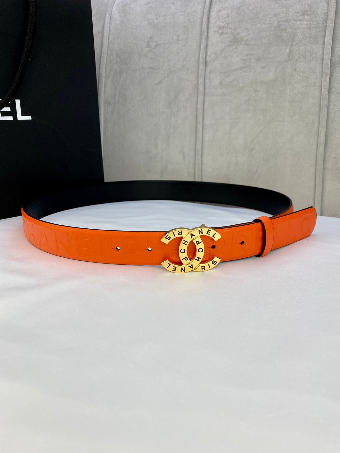 CC Women's Belt 3.0CM Orange Cowhide 586499