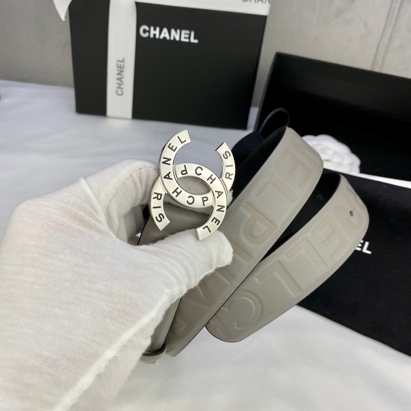 CC Women's Belt 3.0CM Charcoal Grey Cowhide 586500