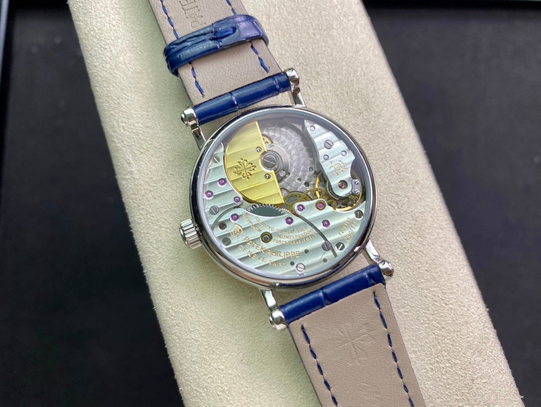 PATEK Calatrava 34.6mm Silver White Dial Leather