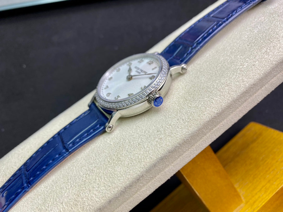 PATEK Calatrava 34.6mm Silver White Dial Leather