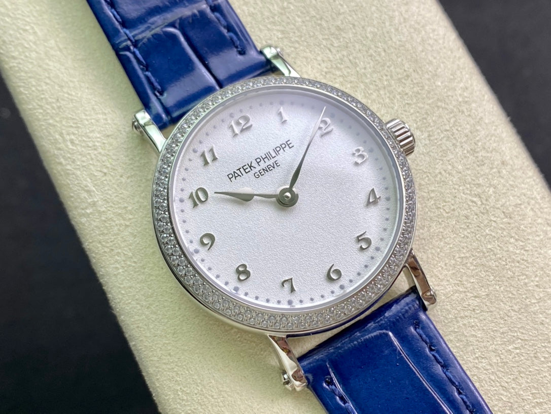 PATEK Calatrava 34.6mm Silver White Dial Leather