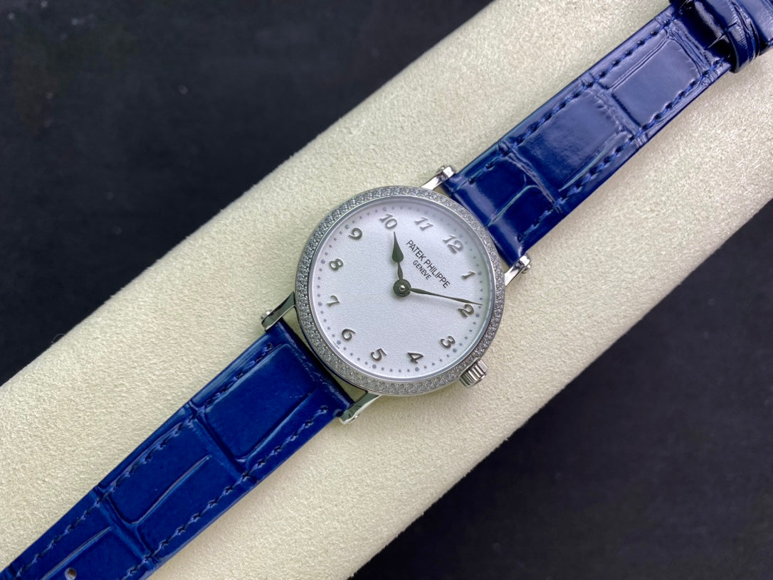 PATEK Calatrava 34.6mm Silver White Dial Leather