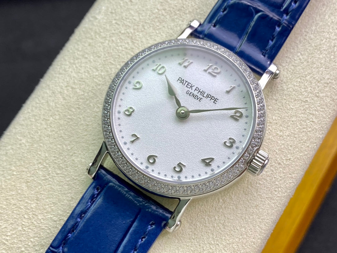PATEK Calatrava 34.6mm Silver White Dial Leather