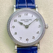 PATEK Calatrava 34.6mm Silver White Dial Leather