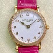 PATEK Calatrava 34.6mm Gold White Dial Leather