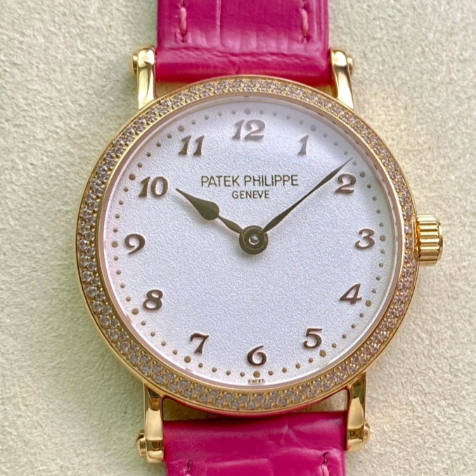 PATEK Calatrava 34.6mm Gold White Dial Leather