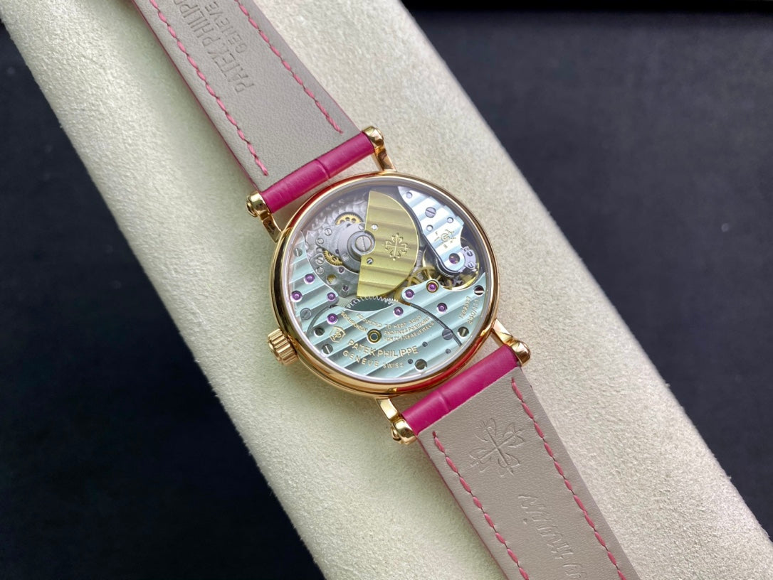 PATEK Calatrava 34.6mm Gold White Dial Leather