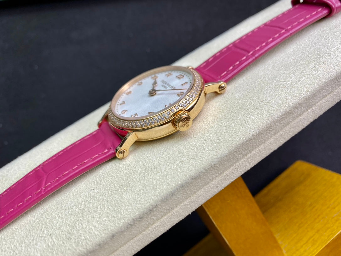 PATEK Calatrava 34.6mm Gold White Dial Leather