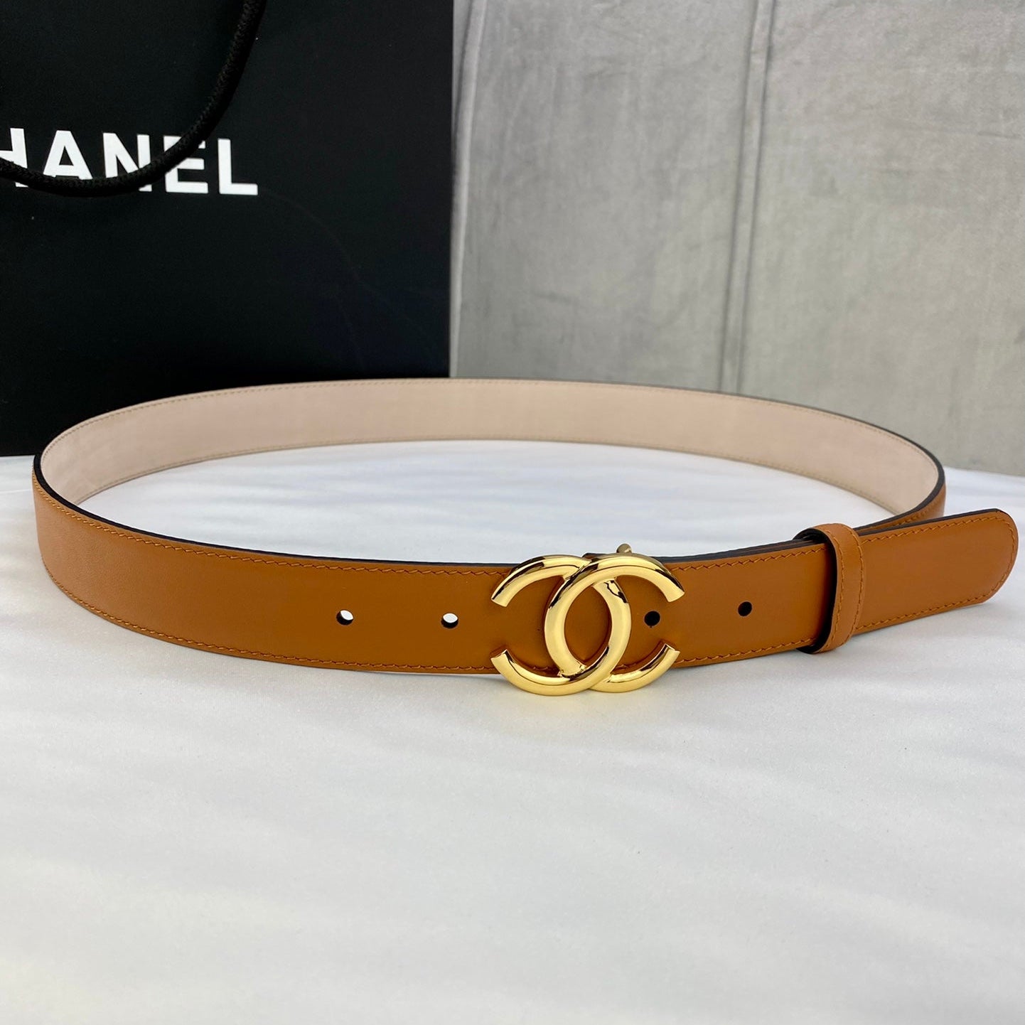 CC Women's Belt 3.0CM Camel Brown Cowhide 586501
