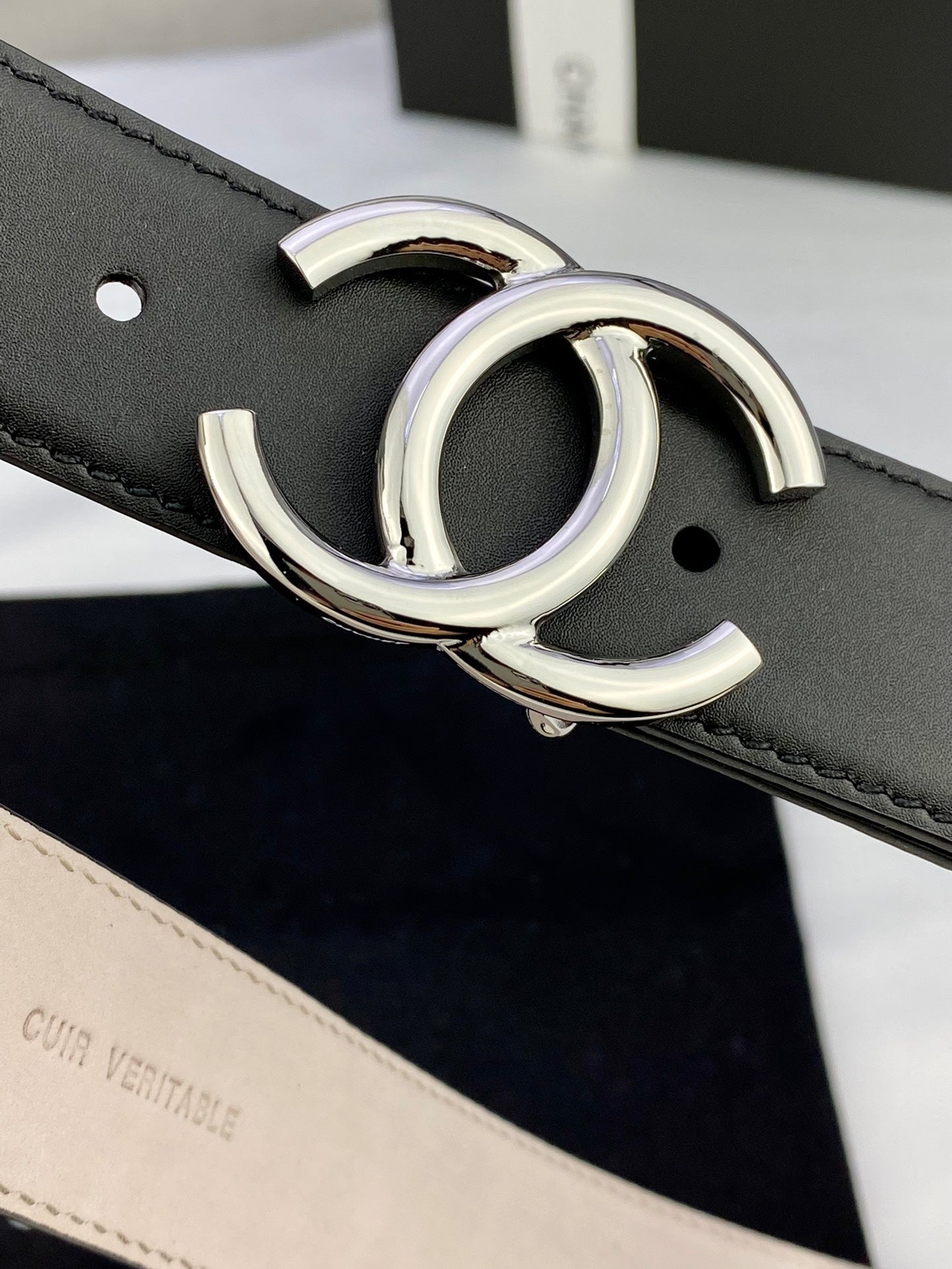 CC Women's Belt 3.0CM Black Cowhide 586503