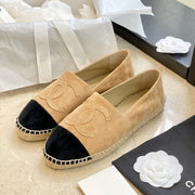 espadrilles beige suede black velvet