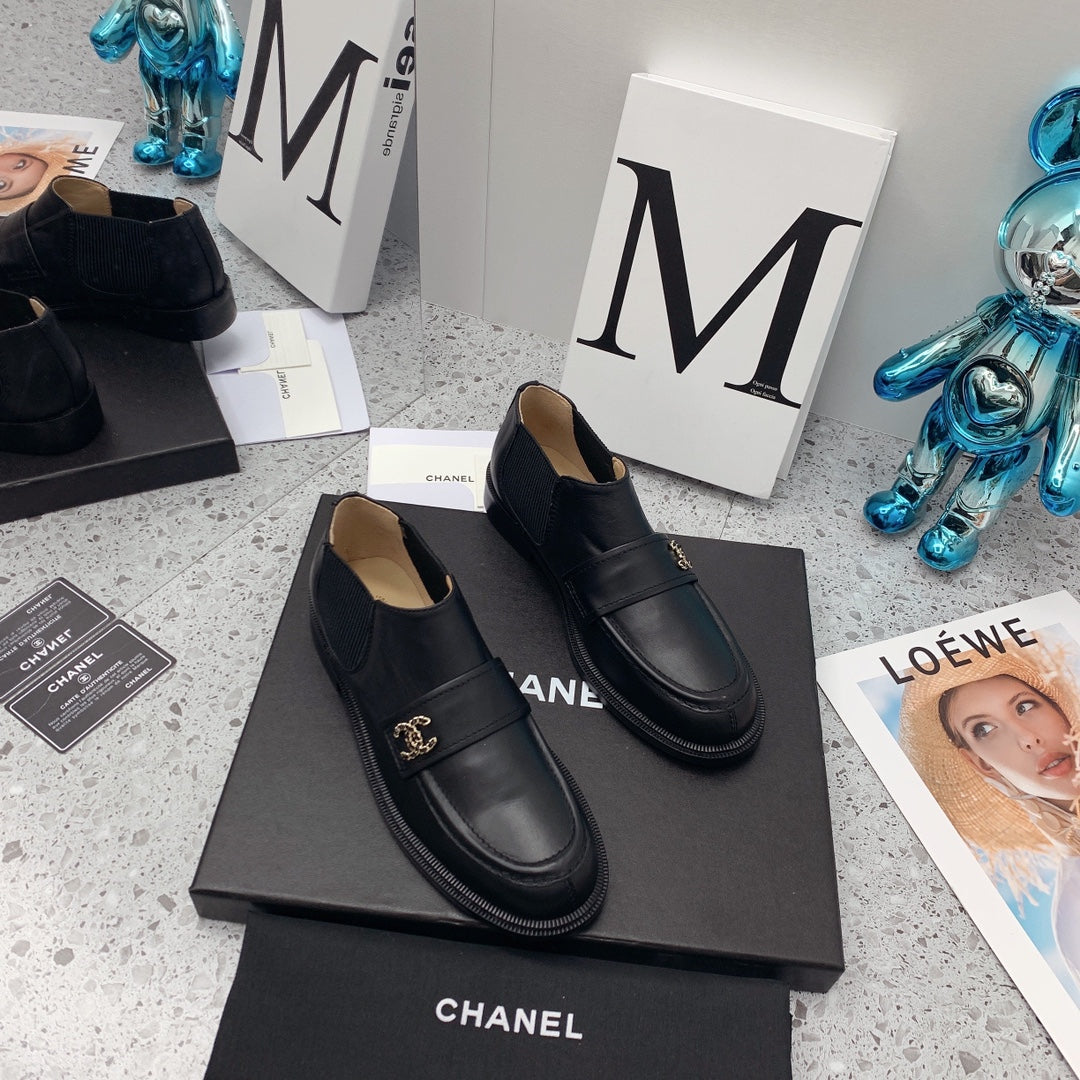 Chanel 2026 Elastic Short Boots Black Cowhide 162227