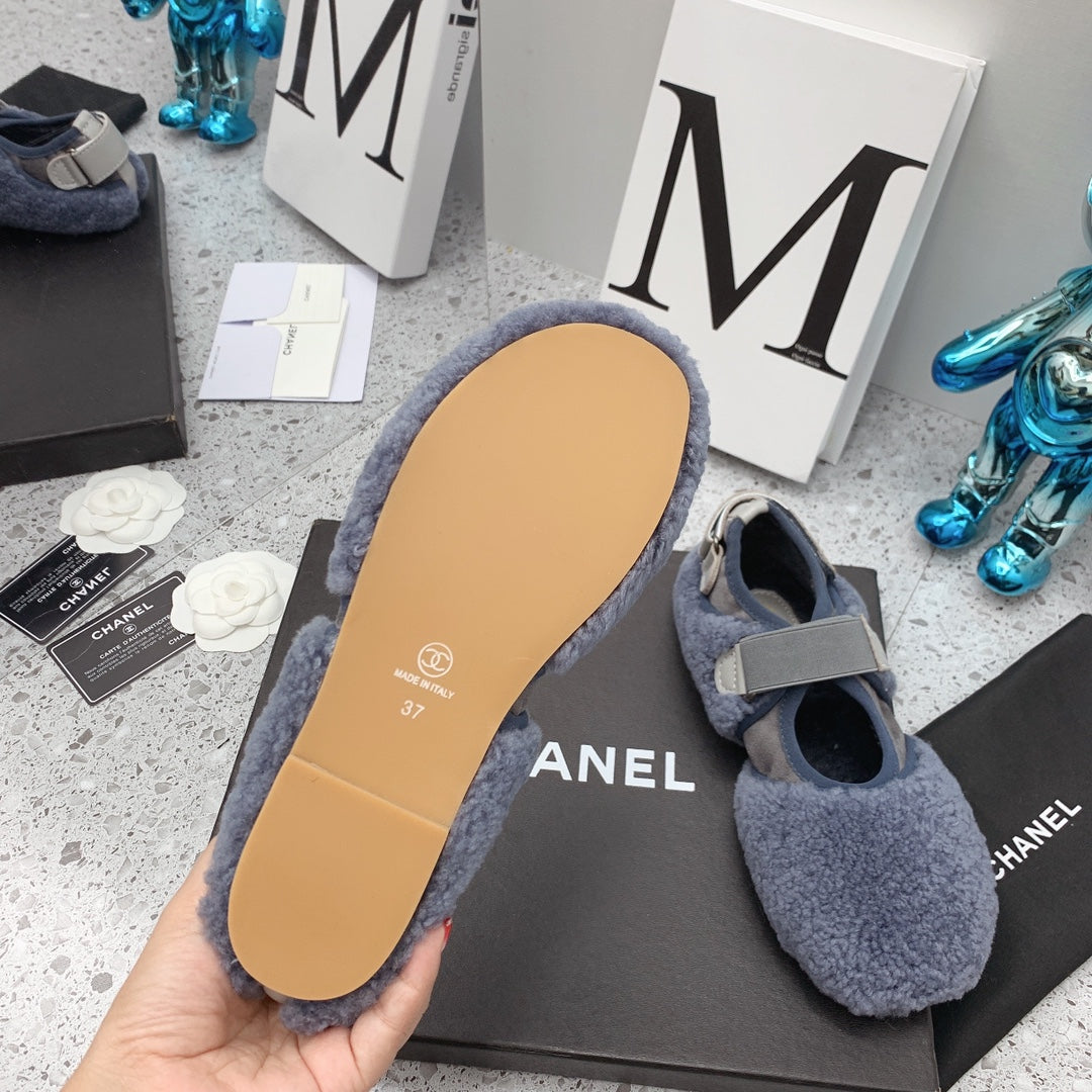 Chanel 2026 Velcro Straps Ballet Flat Wool 162234