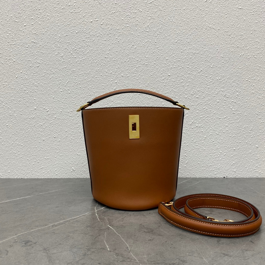 Celine 2026 Teen Bucket Bag 18cm Tan Smooth Calfskin
