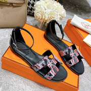 santorini sandal red white black calfskin