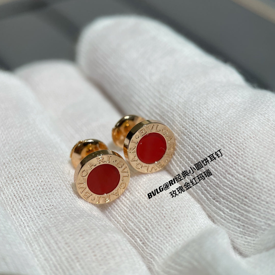 BVL EARRINGS CLUSTER CARNELIAN PINK GOLD