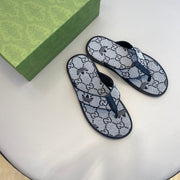 GG x Adidas Men's Thong Sandals Grey Canvas 558901