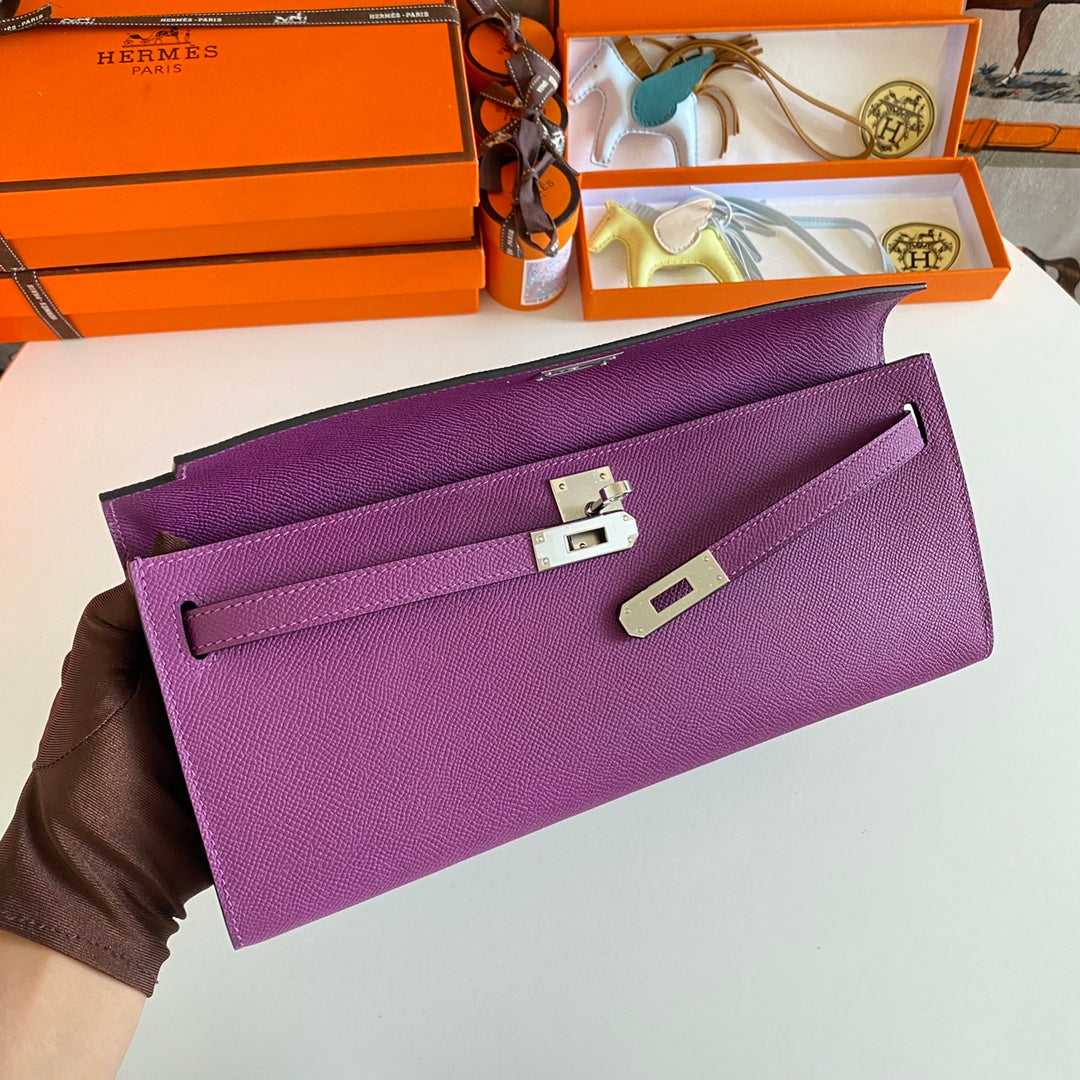 HM Kelly Cut 31 Violet Epsom Leather Silver Hardware 229036