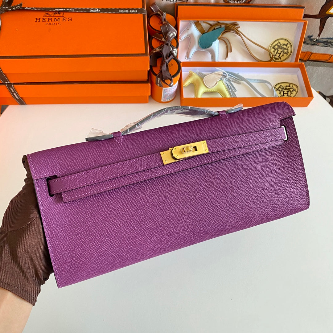 HM Kelly Cut 31 Violet Epsom Leather Gold Hardware 229037
