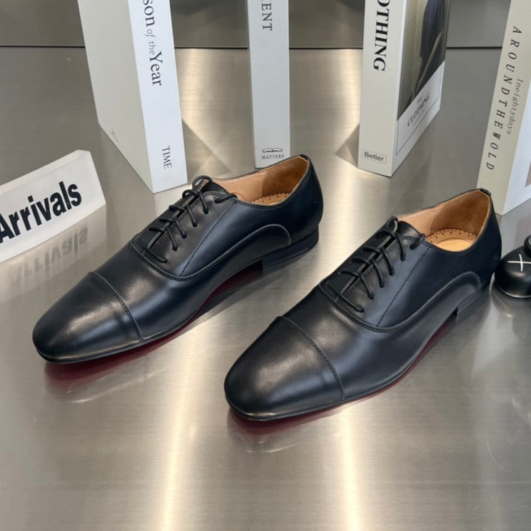 Christian Louboutin 2026 Greggo Oxford Shoe Black Red Calfskin 384247