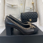 CC Pump 65 Black Calfskin Grosgrain Leather Strap