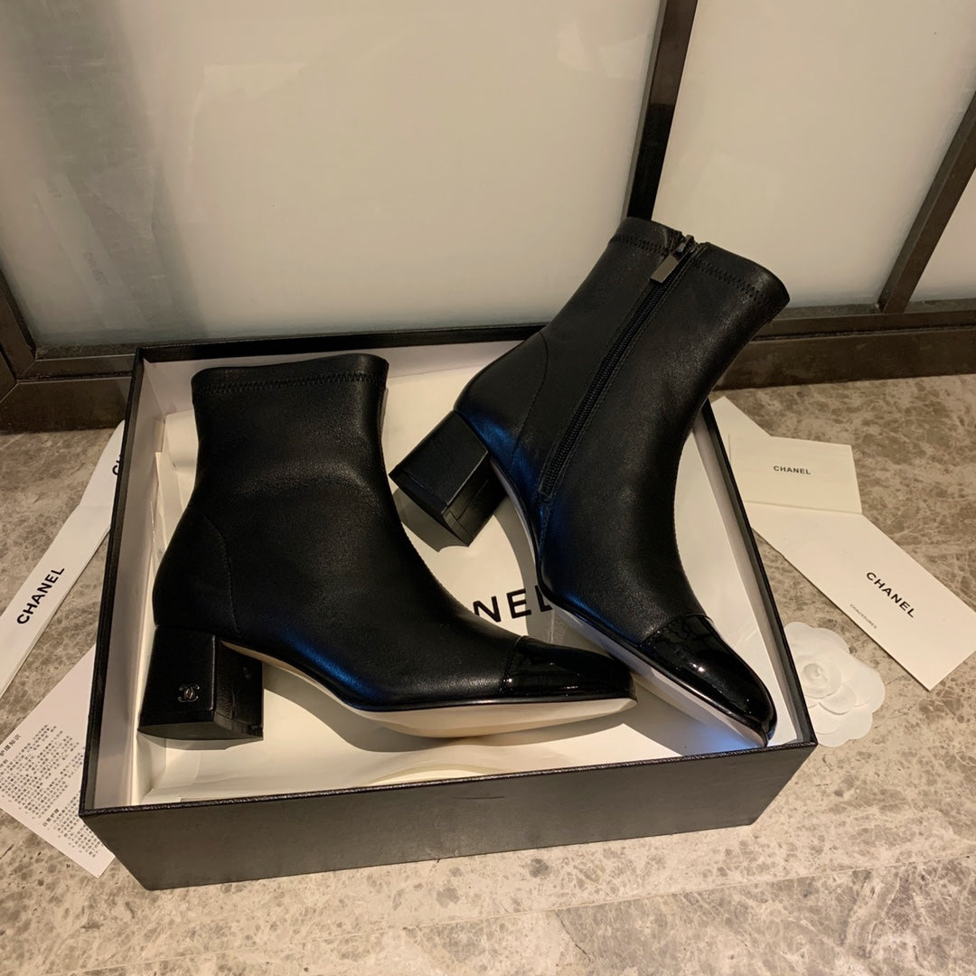 CC Ankle Boots 50mm Black Lambskin And Glossy Cowhide 940059
