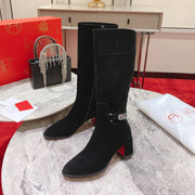 CL Lock Botta 70 mm Knee-High Boots Suede Black