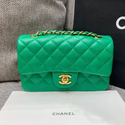 flap bag mini 20cm dark green caviar gold hardware