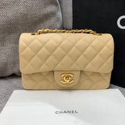 flap bag mini 20cm beige caviar gold hardware