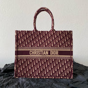 Large CD Book Tote 42cm Burgundy Retro Style D Letter Embroidery