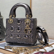 mini lady 17 dark purple metalic lambskin