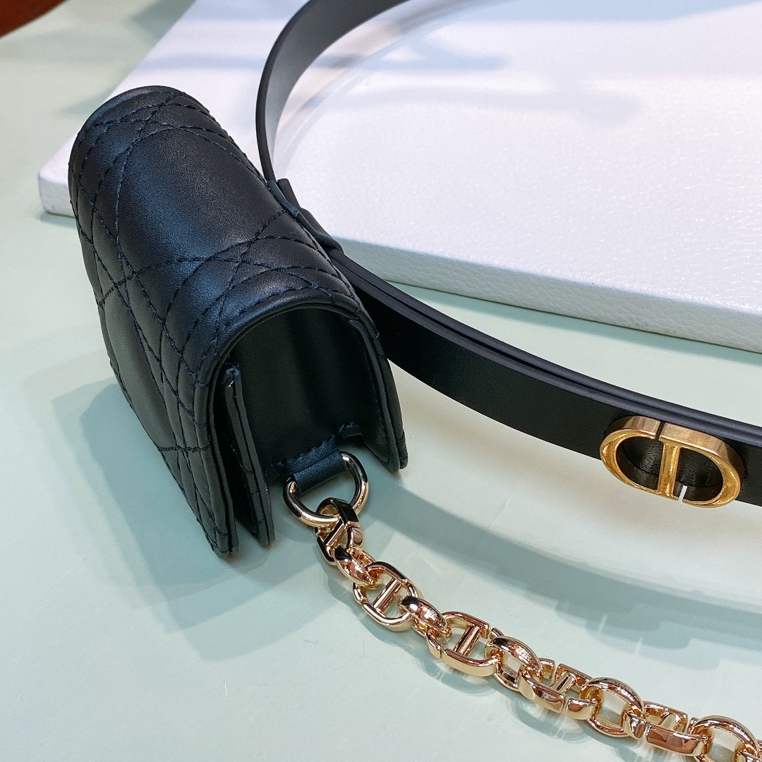 Dior 2026 Caro CD Buckle Belt Bag 15mm Black 187978
