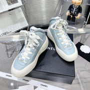 CC CANO ALTO SNEAKER IN BLUE POWDER CALFSKIN AND WHITE RUBBER