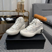 CC Sneaker In White Tweed Fabric 144803