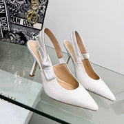 cd slingback pumps 95 white embroidered cotton