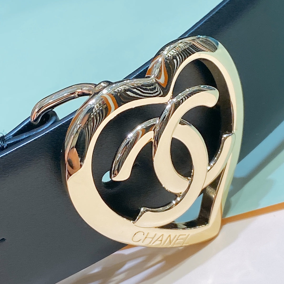 Chanel 2026 Heart Buckle Belt 30mm Calfskin