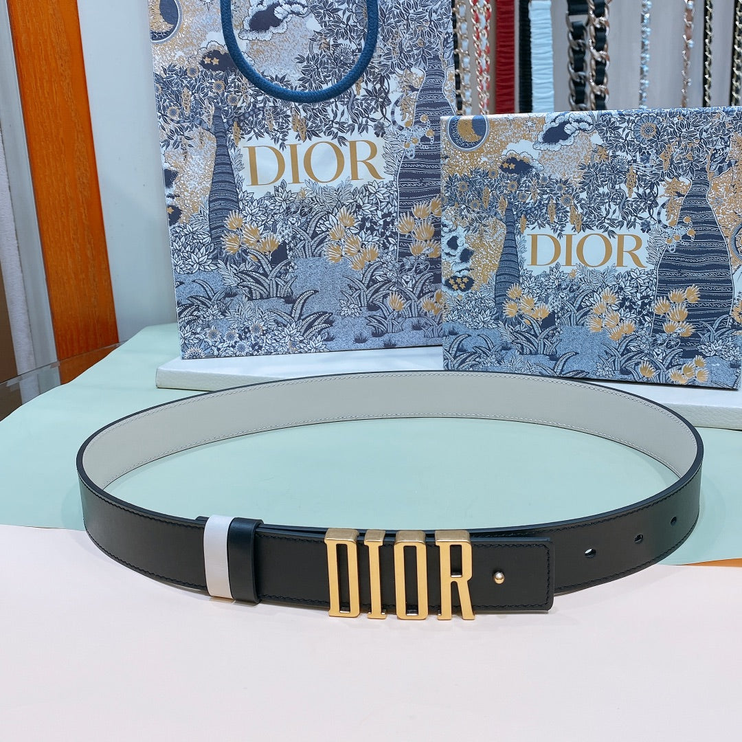 Dior 2026 D-Fence Reversible Belt 3.0cm Calfskin