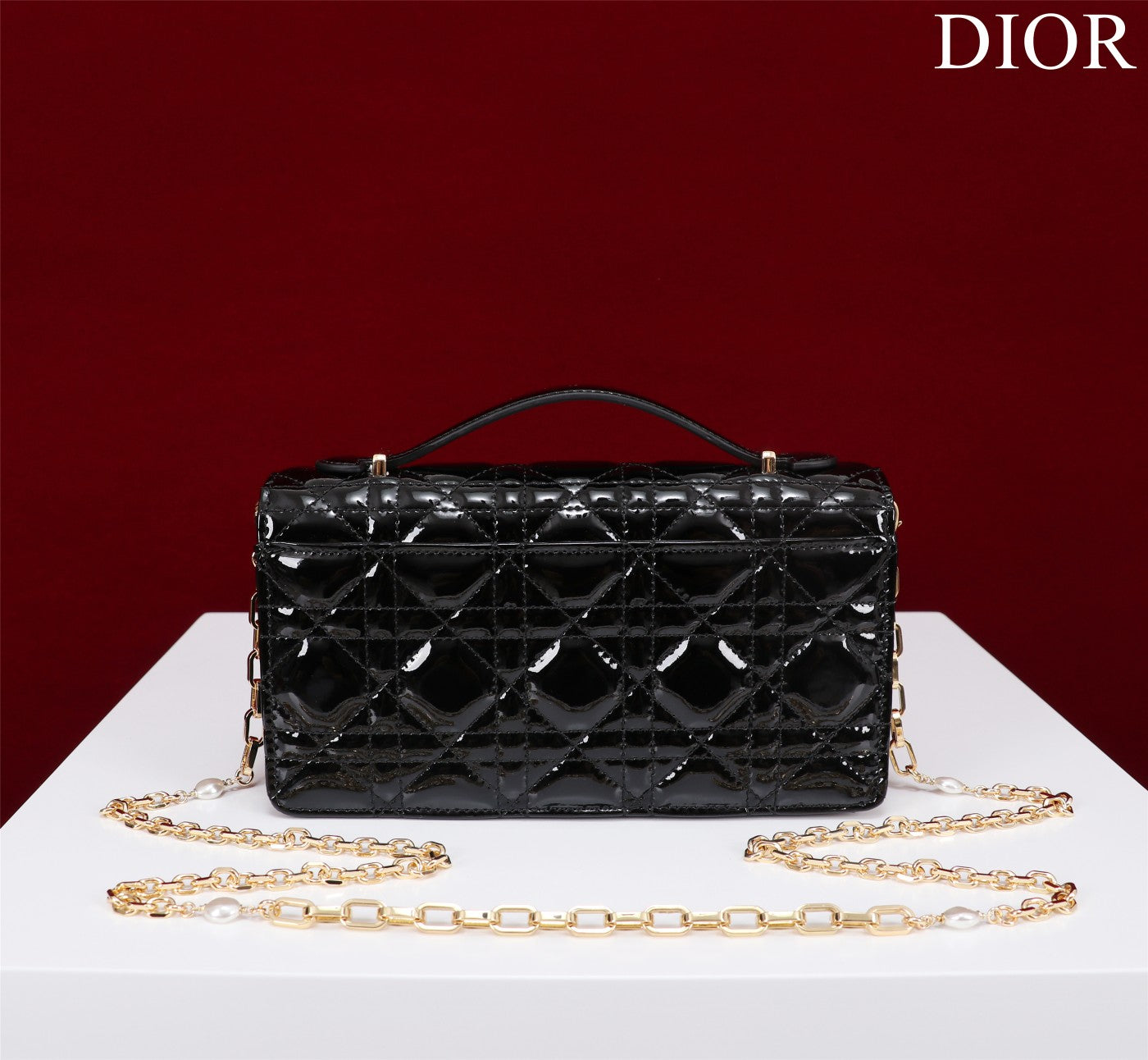my cd mini 21 black patent calfskin