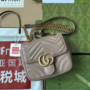 gg marmont mini 18cm dark nude calfskin gold hardware
