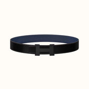 HM CONSTANCE BELT BUCKLE & REVERSIBLE NAVY BLUE AND BLACK LEATHER STRAP 38MM