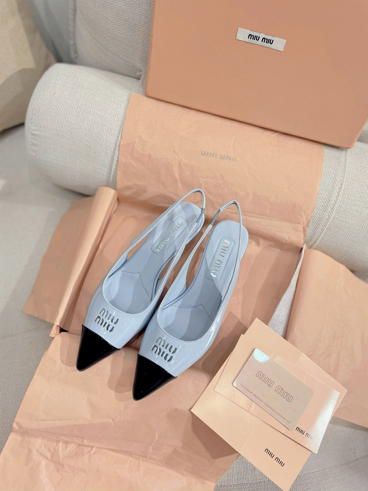Miu Miu 2026 Pointed-Toe Slingback 45mm Patent Leather 155497