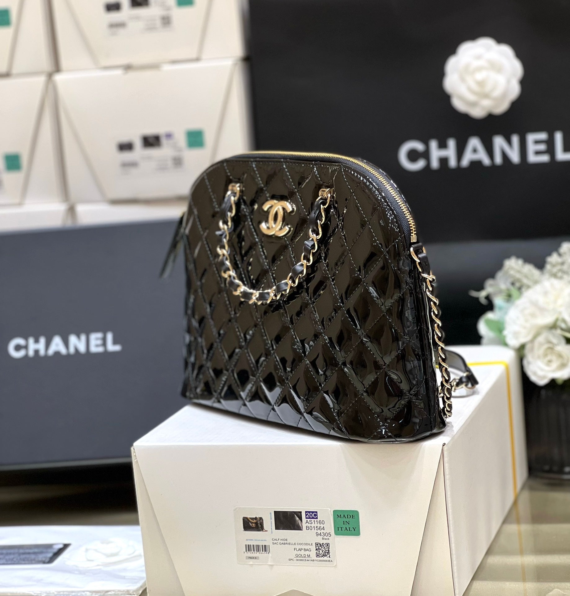 Chanel 2025 Bag Black Patent Leather